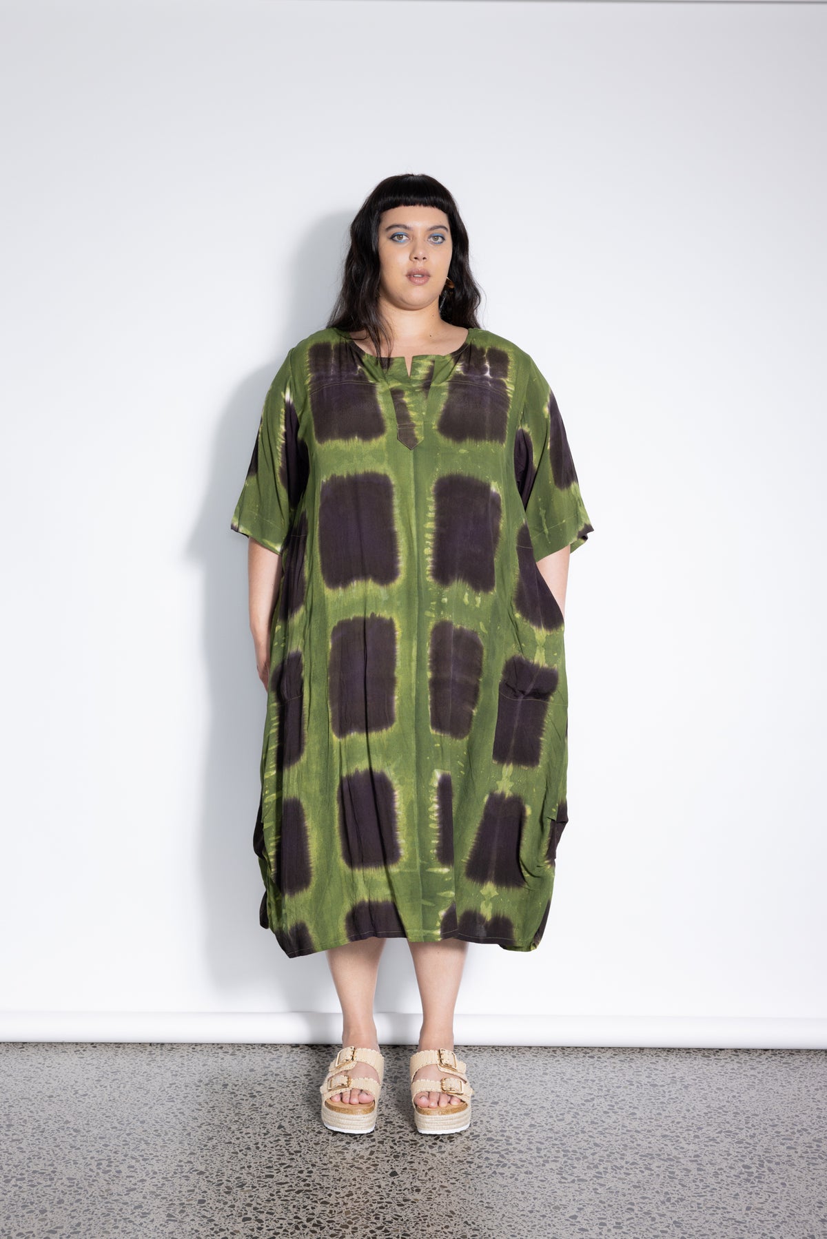 Outlet - Delaney Dress - Green Squares