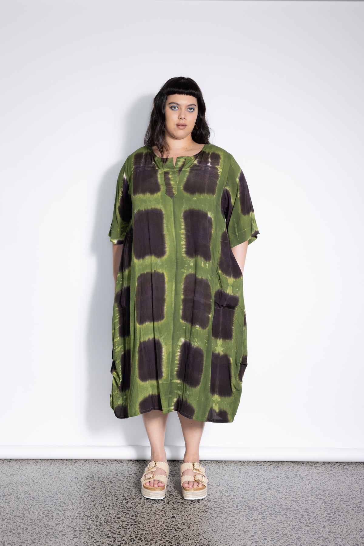 Outlet - Delaney Dress - Green Squares
