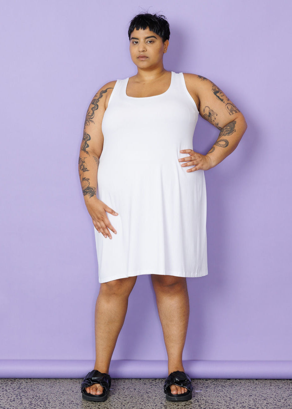 A-Line Midi Slip - White