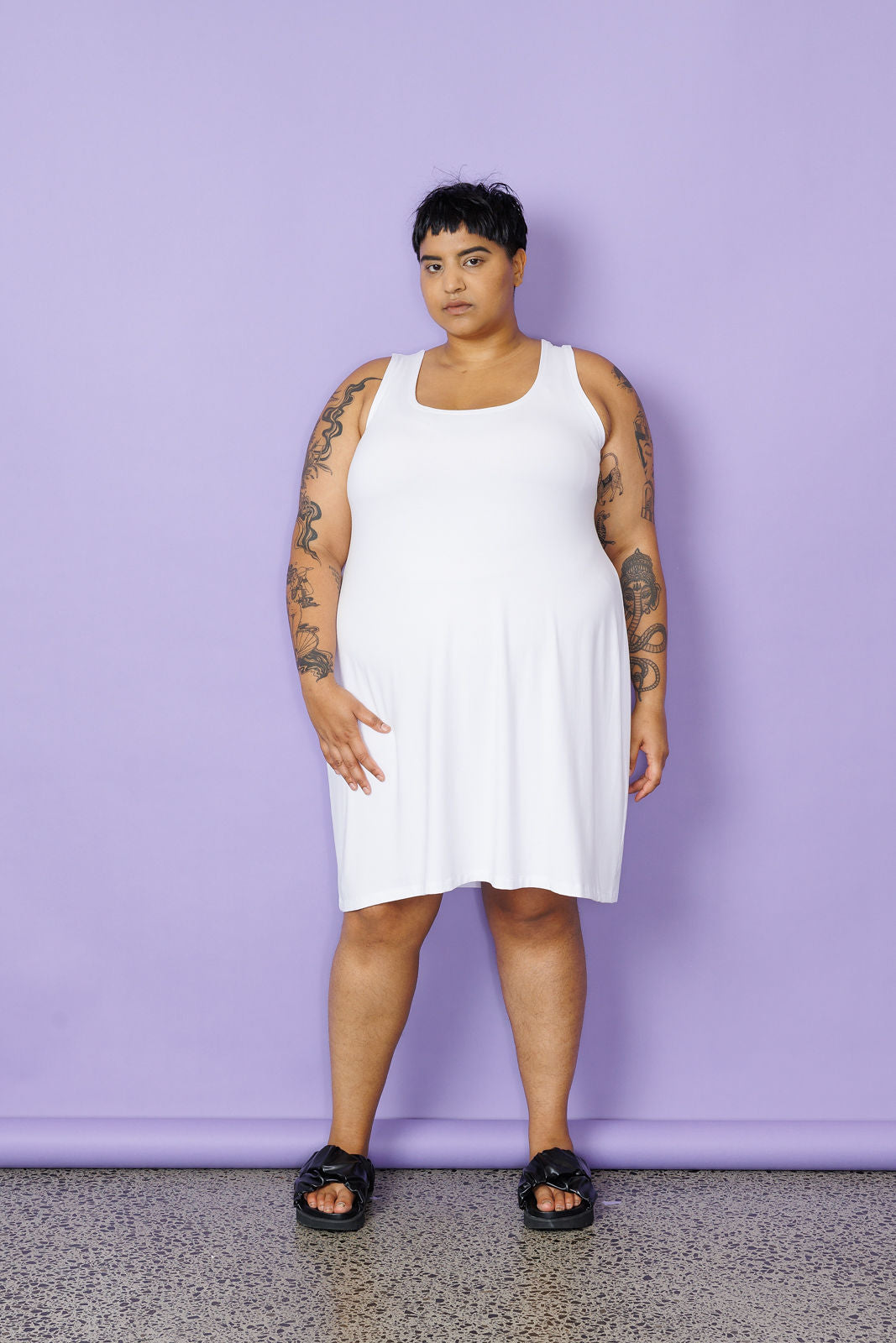 A-Line Midi Slip - White