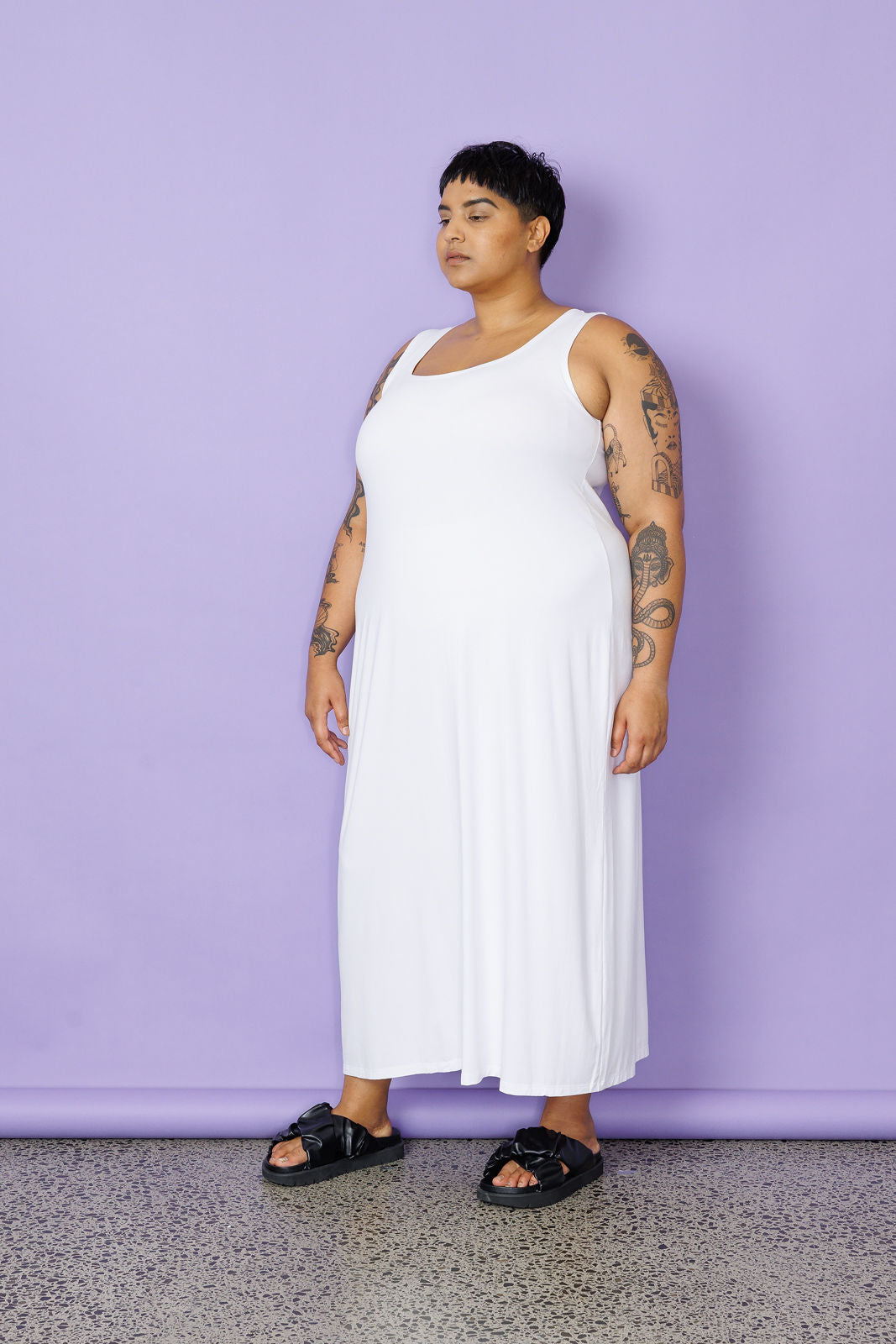 A-Line Maxi Slip - White