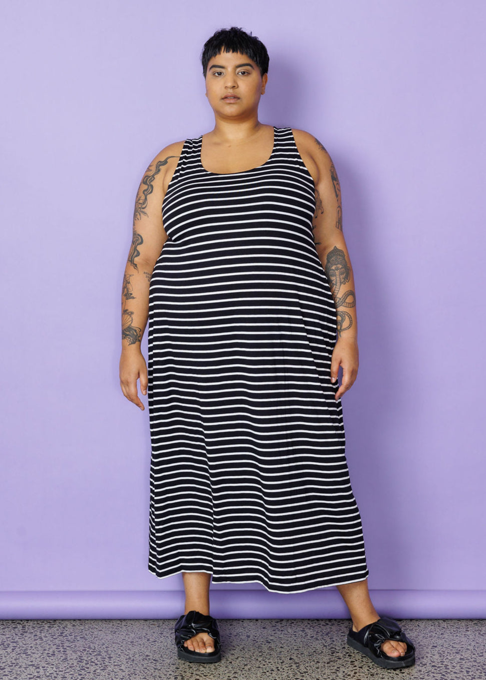 A-Line Maxi Slip - Narrow Stripe