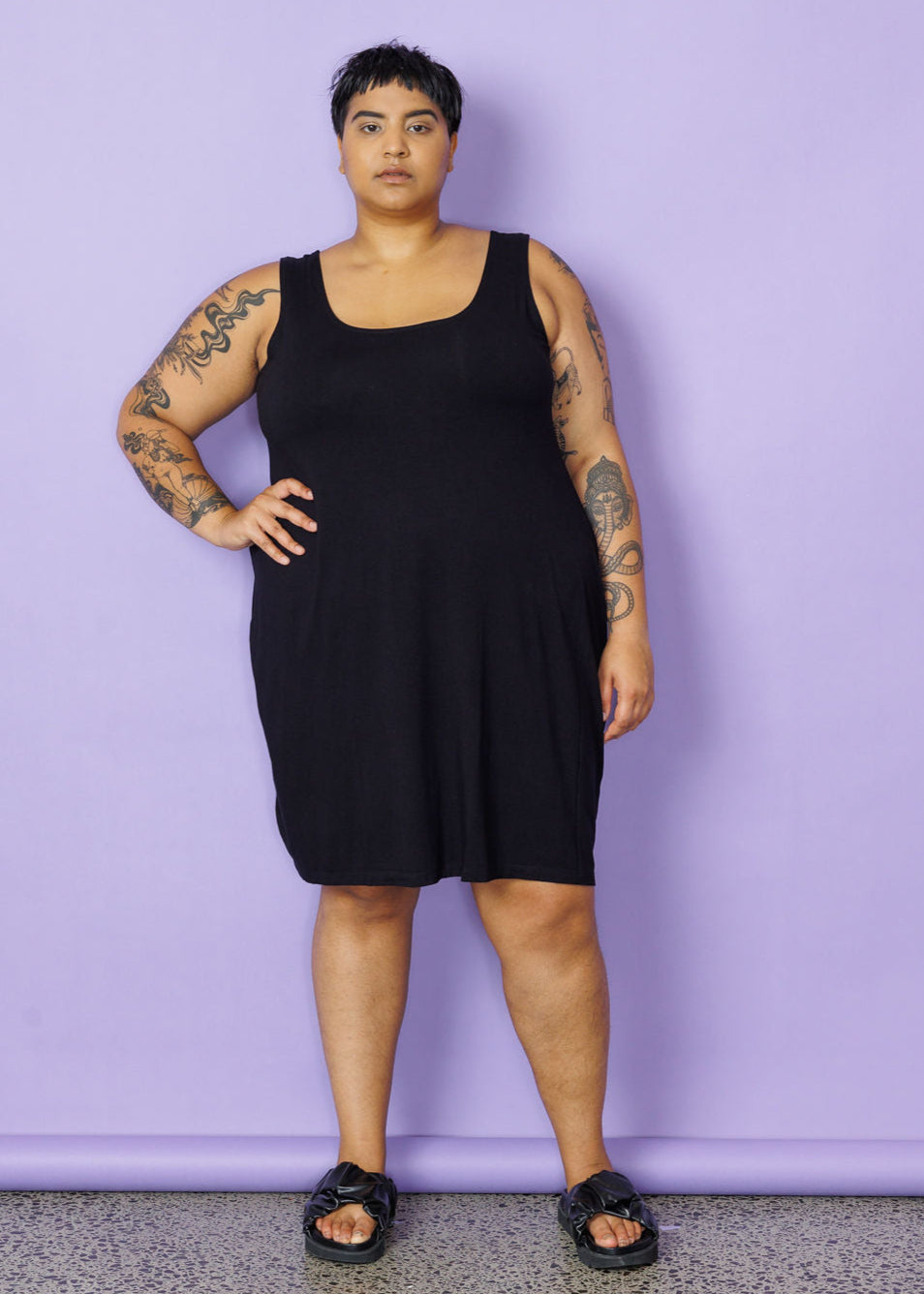 A-Line Midi Slip - Black