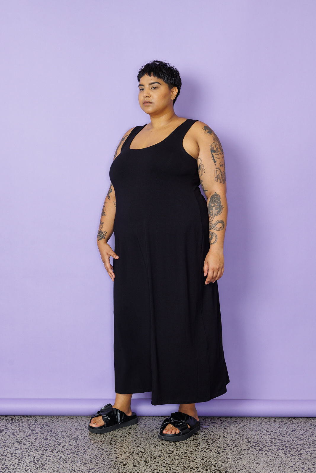 A-Line Maxi Slip - Black