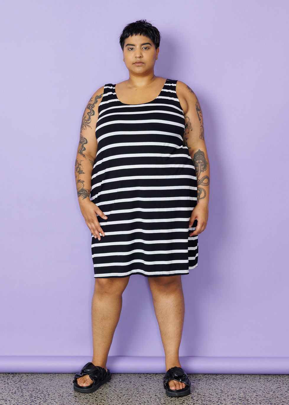 A-Line Midi Slip - Wide Stripe