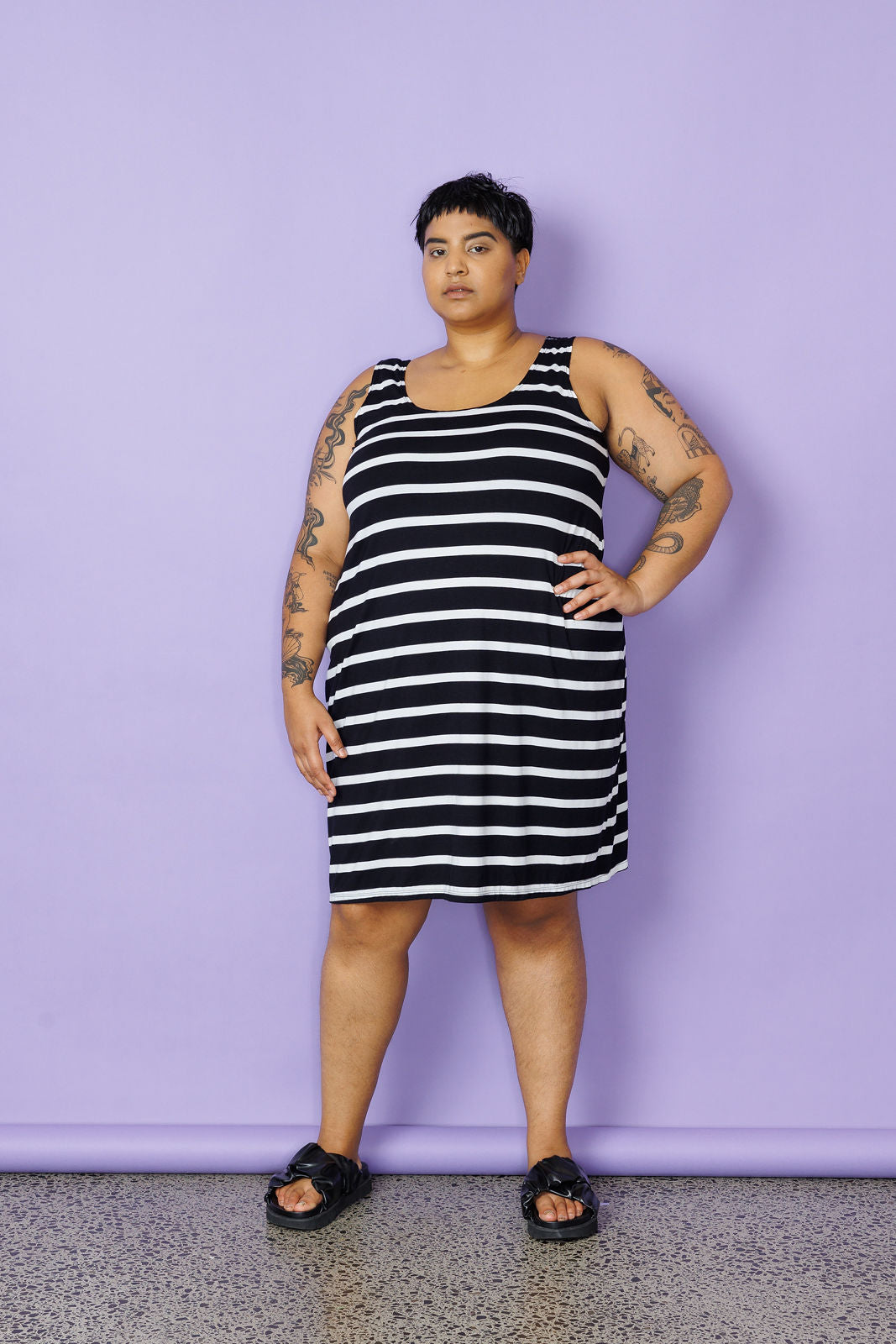 A-Line Midi Slip - Stripe