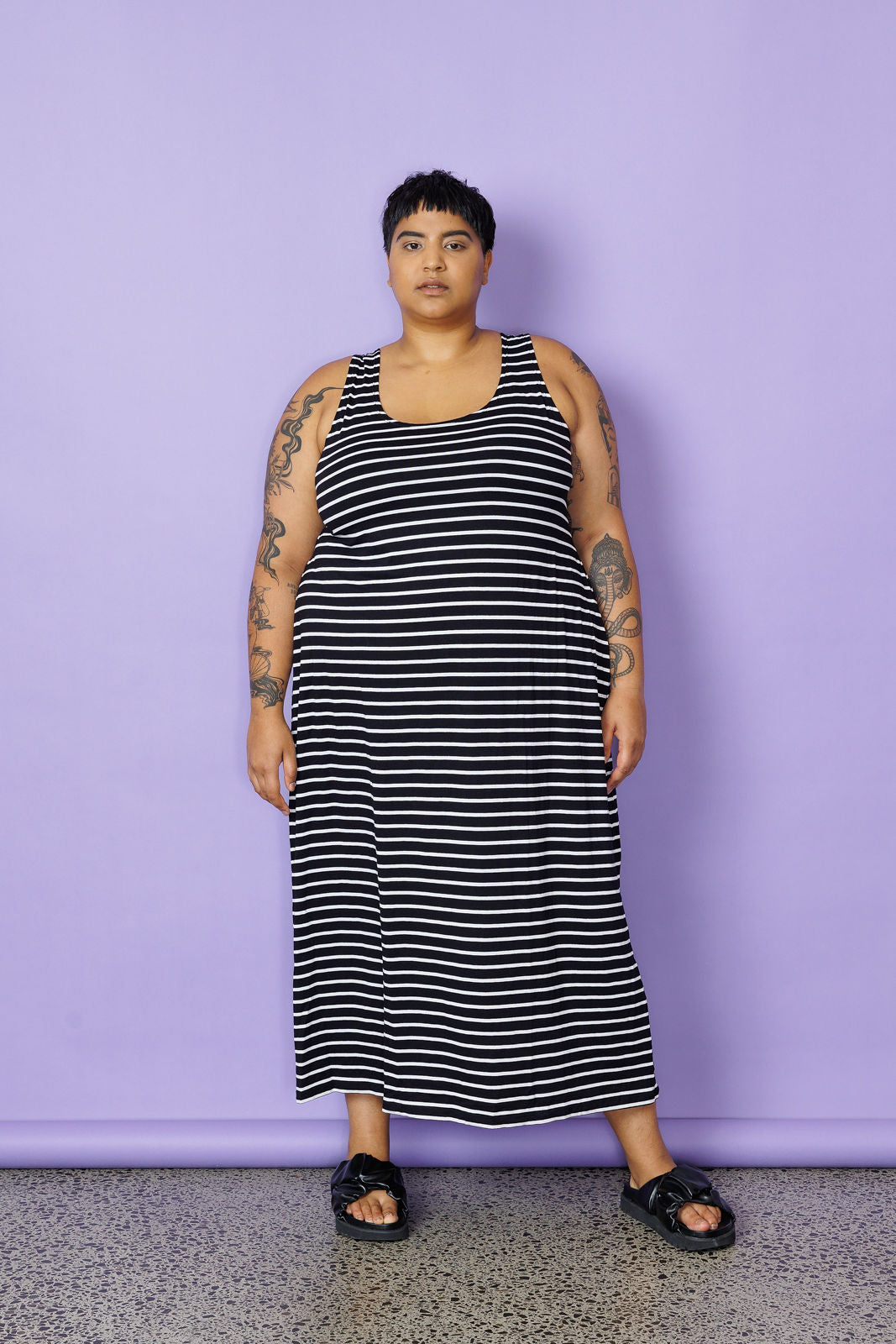 A-Line Maxi Slip - Narrow Stripe