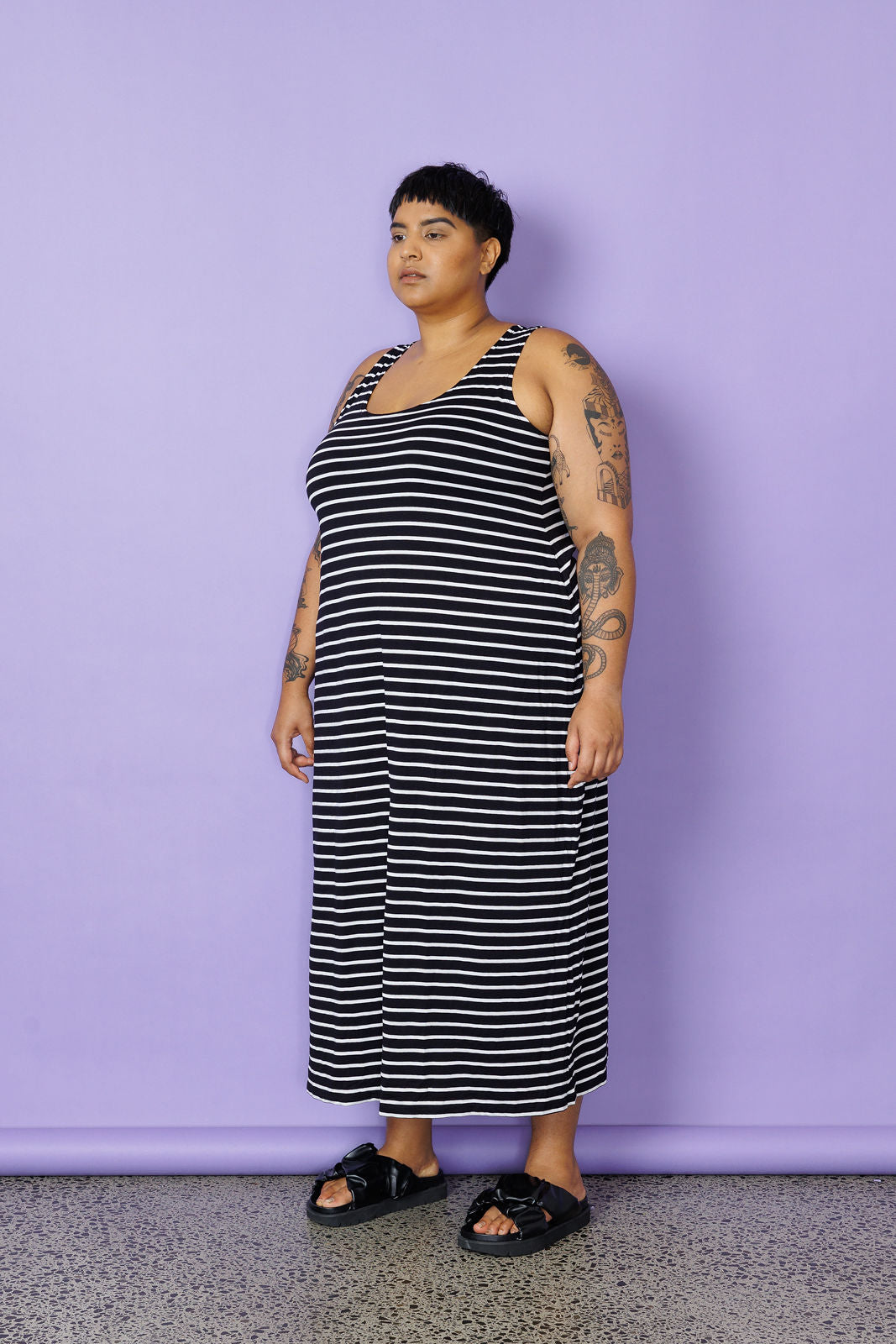 A-Line Maxi Slip - Narrow Stripe